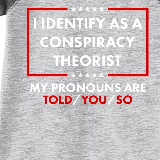 I Identify As A Conspiracy Theorist My Pronouns Are Told You So Infant Baby Jersey Bodysuit