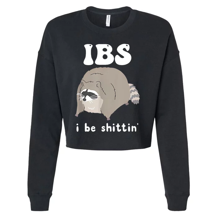 Ibs I Be Shittin Raccoon Funny Cropped Pullover Crew