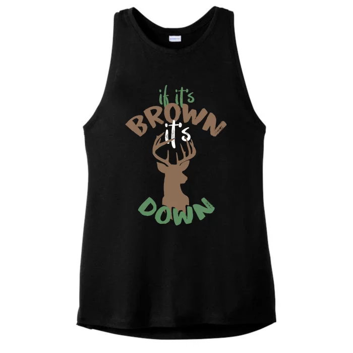 If Its Brown Its Down Hunting Aim Deer Hunter Humor Hunt Ladies Tri-Blend Wicking Tank