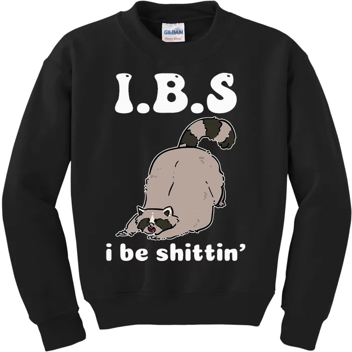 Ibs I Be Shittin Funny Raccoon Kids Sweatshirt