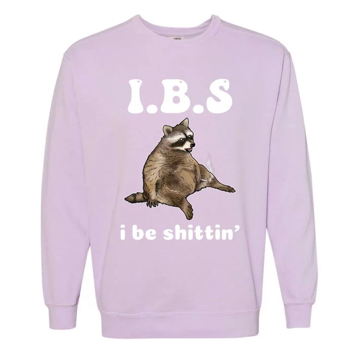 Ibs I Be Shittin Cute Raccoon Funny Garment-Dyed Sweatshirt