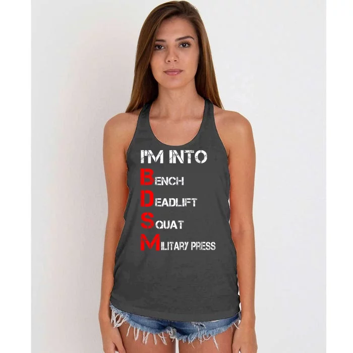 IM Into Bdsm Bench Squat Deadlift Military Press Women's Knotted Racerback Tank