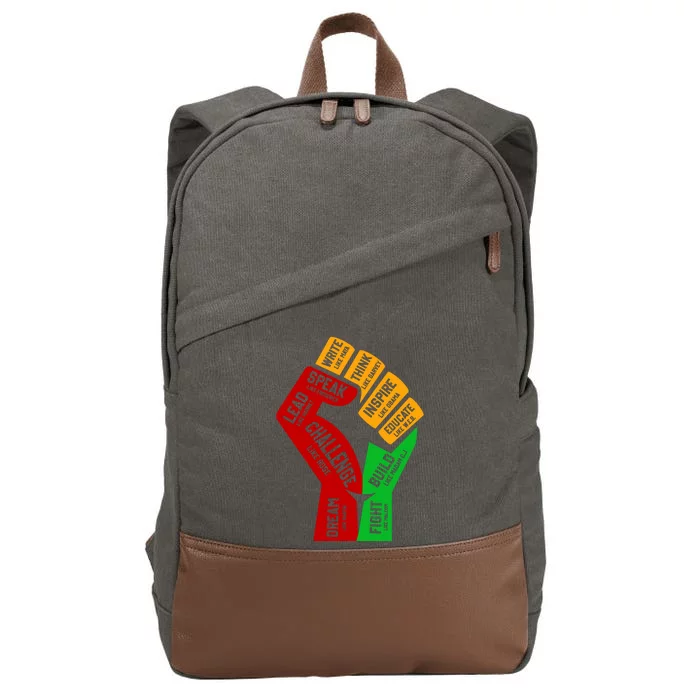 Influential Inspirational Black History Leaders Fist Hand Funny Gift Cotton Canvas Backpack