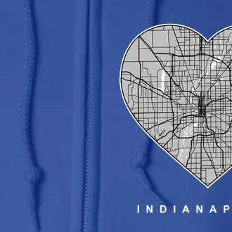 Indianapolis Indiana City Map Heart Love Indianapolis In Gift Full Zip Hoodie