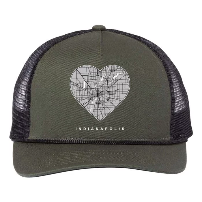 Indianapolis Indiana City Map Heart Love Indianapolis In Gift Retro Rope Trucker Hat Cap