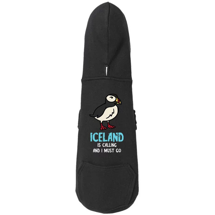 Iceland Is Calling Seabird Lover Puffin Doggie 3-End Fleece Hoodie