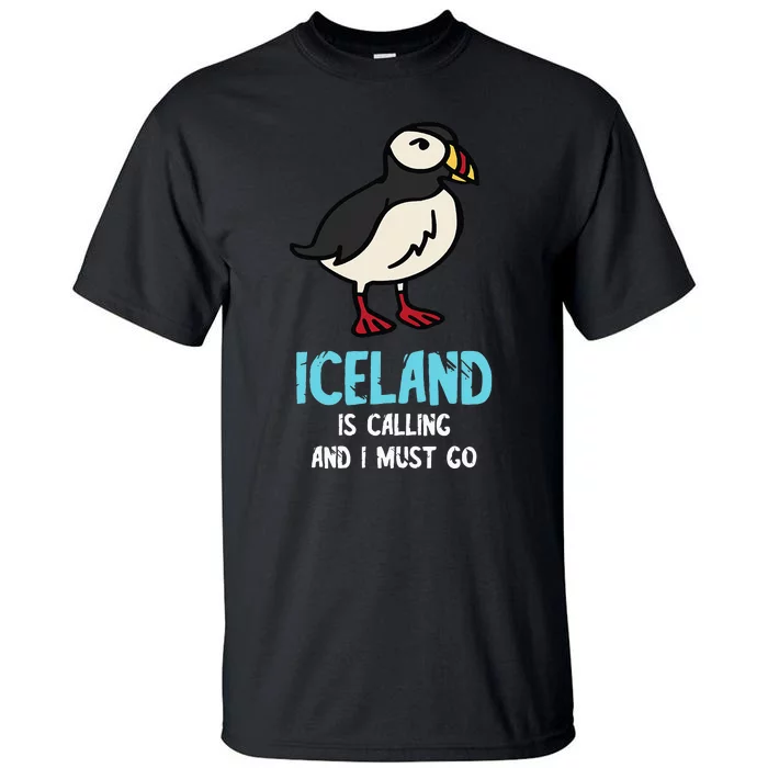 Iceland Is Calling Seabird Lover Puffin Tall T-Shirt