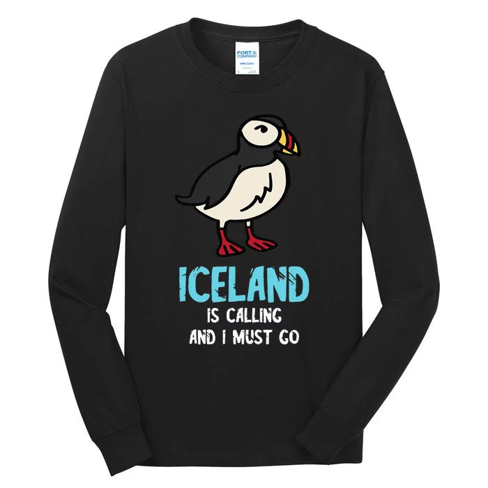 Iceland Is Calling Seabird Lover Puffin Tall Long Sleeve T-Shirt