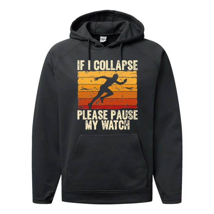 If I collapse Please Pause my Watch Retro Running Performance Fleece Hoodie