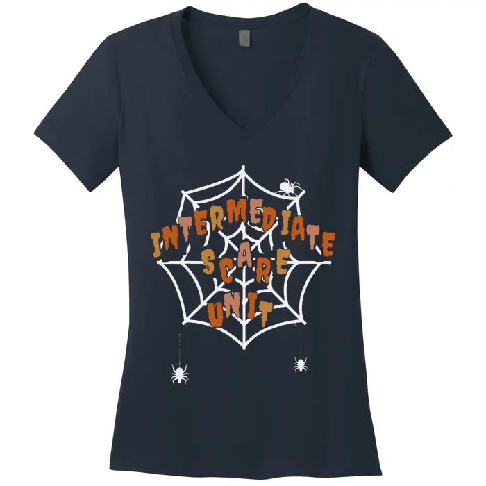 Imcu Intermediate Care Unit Nurse Spooky Halloween Women's V-Neck T-Shirt