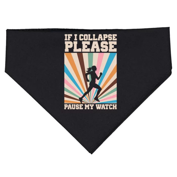 If I Collapse Please Pause My Watch Runner Marathon USA-Made Doggie Bandana