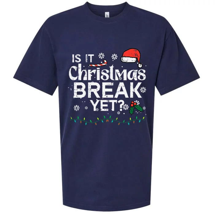 Is It Christmas Break Yet Funny Xmas Holiday Teacher Sueded Cloud Jersey T-Shirt