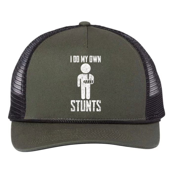 Injury I Do My Own Stunts Broken Arm Get Well Soon Gift Retro Rope Trucker Hat Cap