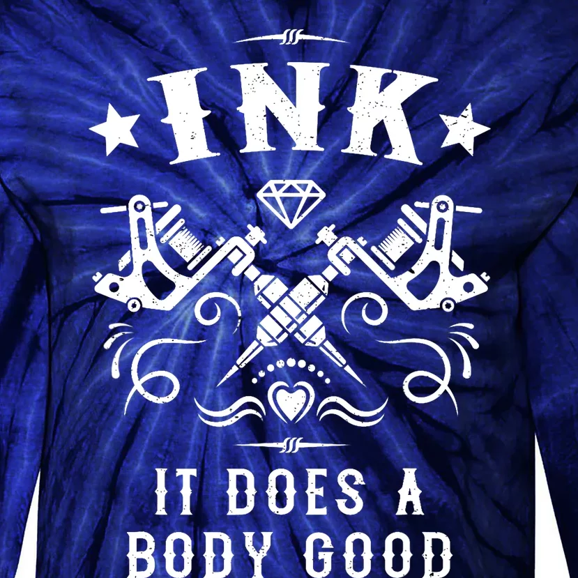 Ink It Does A Body Good Vintage Tattoo Machine Tie-Dye Long Sleeve Shirt