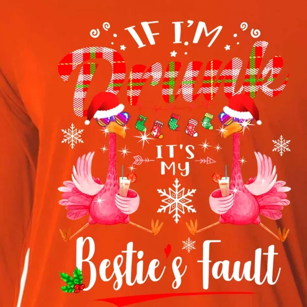 If IM Drunk ItS My BestieS Fault Funny Flamingo Christmas Gift Cooling Performance Long Sleeve Crew