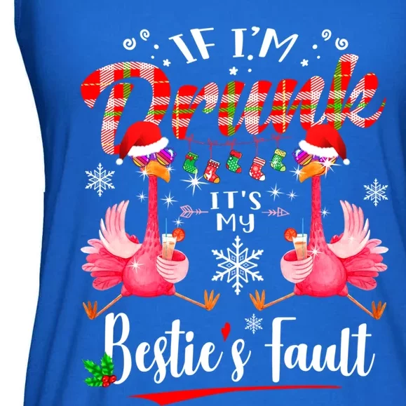 If IM Drunk ItS My BestieS Fault Funny Flamingo Christmas Gift Ladies Essential Flowy Tank