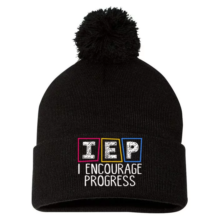 Iep I Encourage Progress Special Education Teacher Sped Pom Pom 12in Knit Beanie