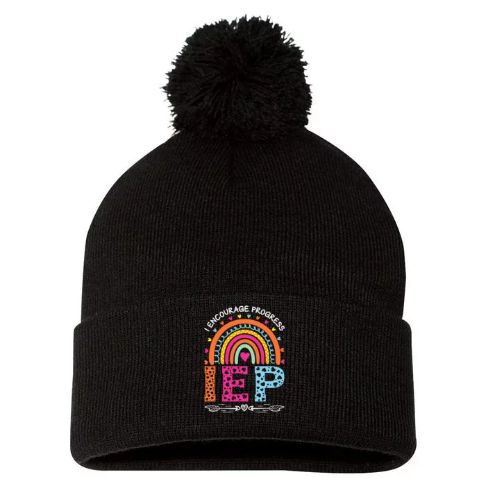 IEP I Encourage Progress Special Education School Teacher Pom Pom 12in Knit Beanie