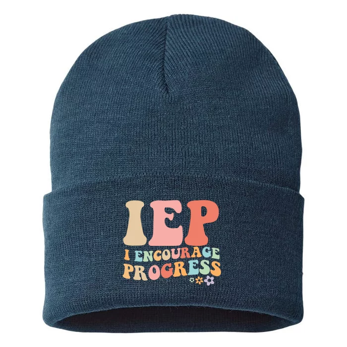 IEP I Encourage Progress Special Education teacher graphics Sustainable Knit Beanie