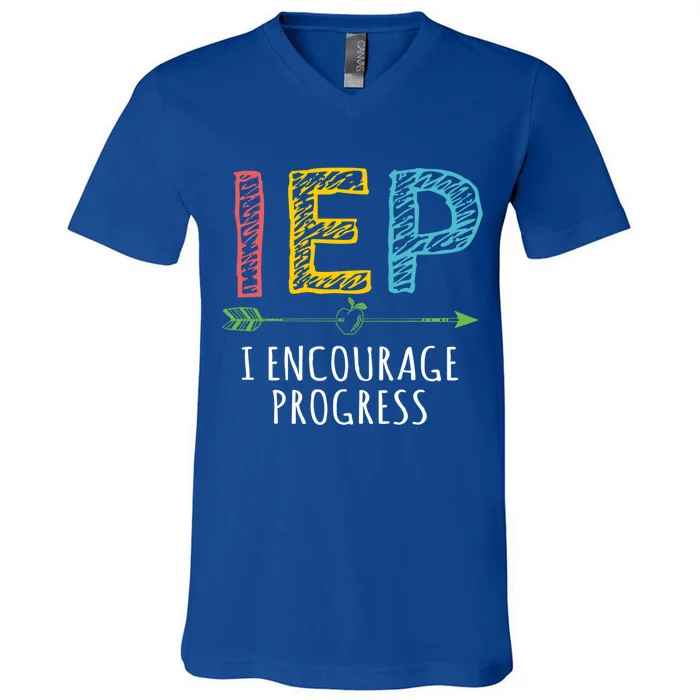 Iep I Encourage Progress Chalk Special Education Teacher Great Gift V-Neck T-Shirt