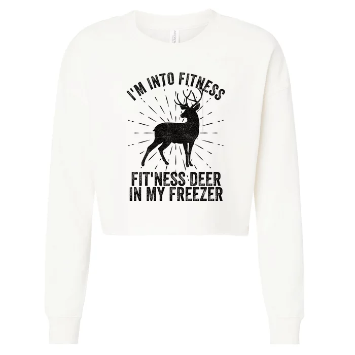 Im Into Fitness Fitness Deer In My Freezer Cropped Pullover Crew