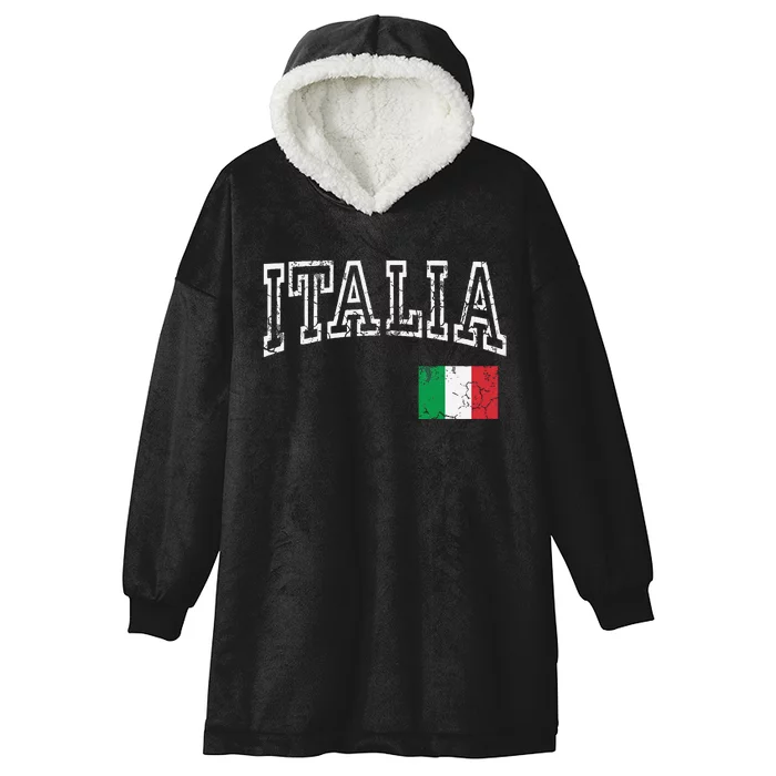 Italia Italian Flag Italy Distressed Hooded Wearable Blanket