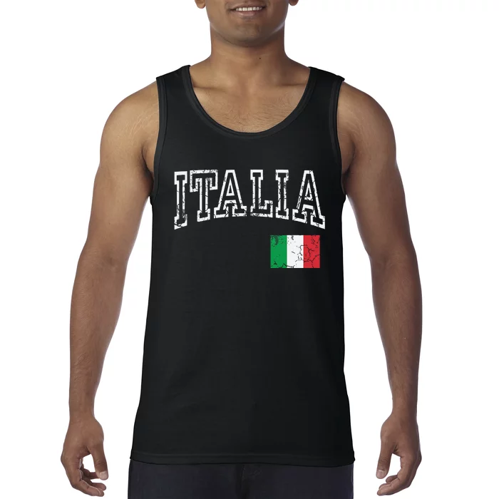 Italia Italian Flag Italy Distressed Tank Top