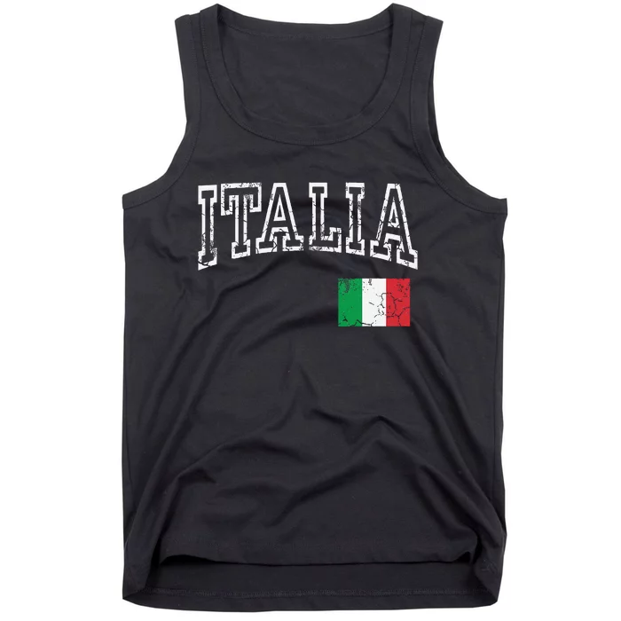 Italia Italian Flag Italy Distressed Tank Top