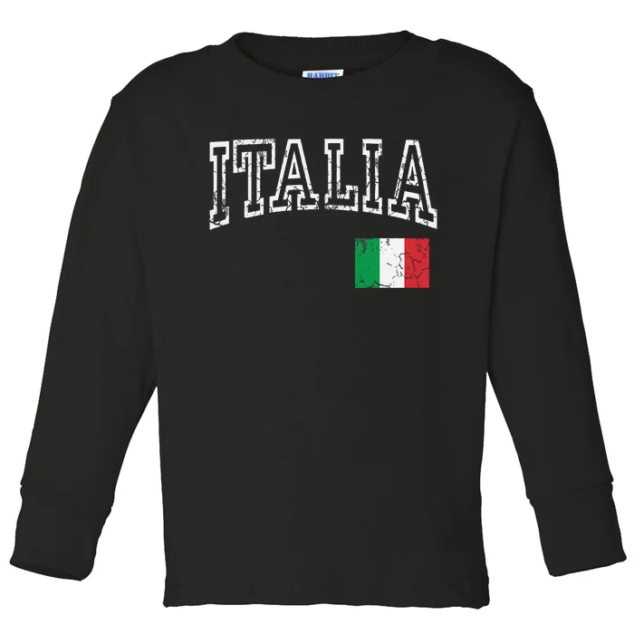 Italia Italian Flag Italy Distressed Toddler Long Sleeve Shirt