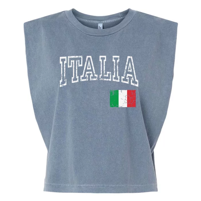 Italia Italian Flag Italy Distressed Garment-Dyed Women's Muscle Tee