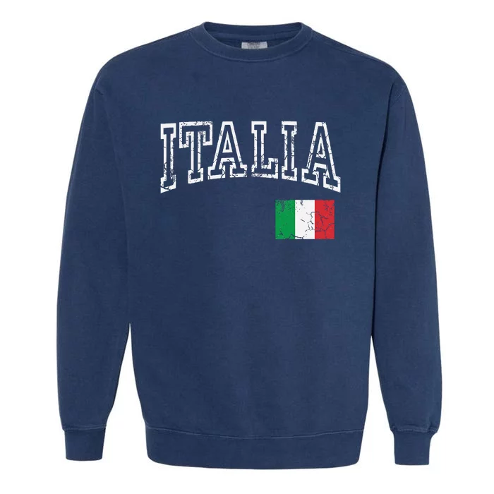 Italia Italian Flag Italy Distressed Garment-Dyed Sweatshirt