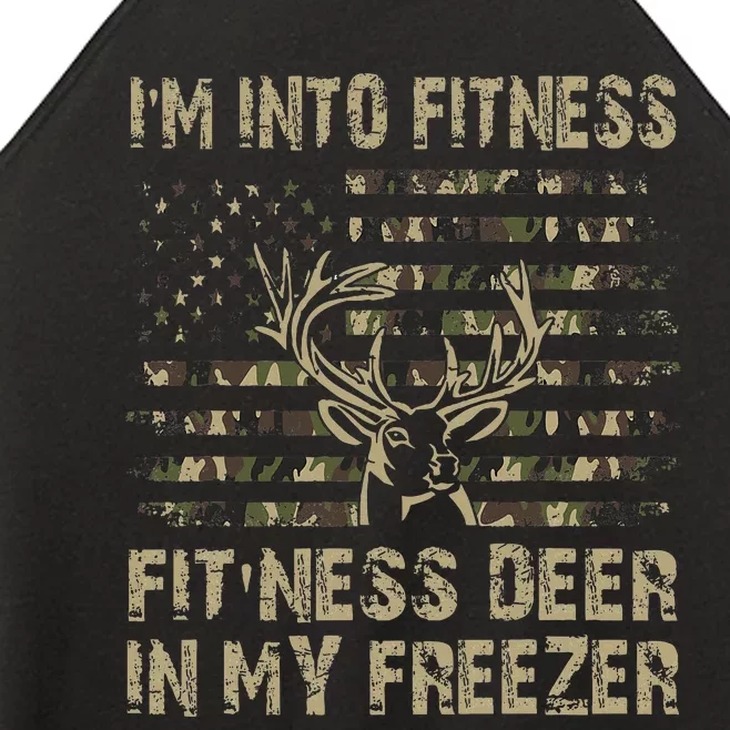 IM Into Fitness FitNess Deer In My Freezer Deer Hunting Women’s Perfect Tri Rocker Tank