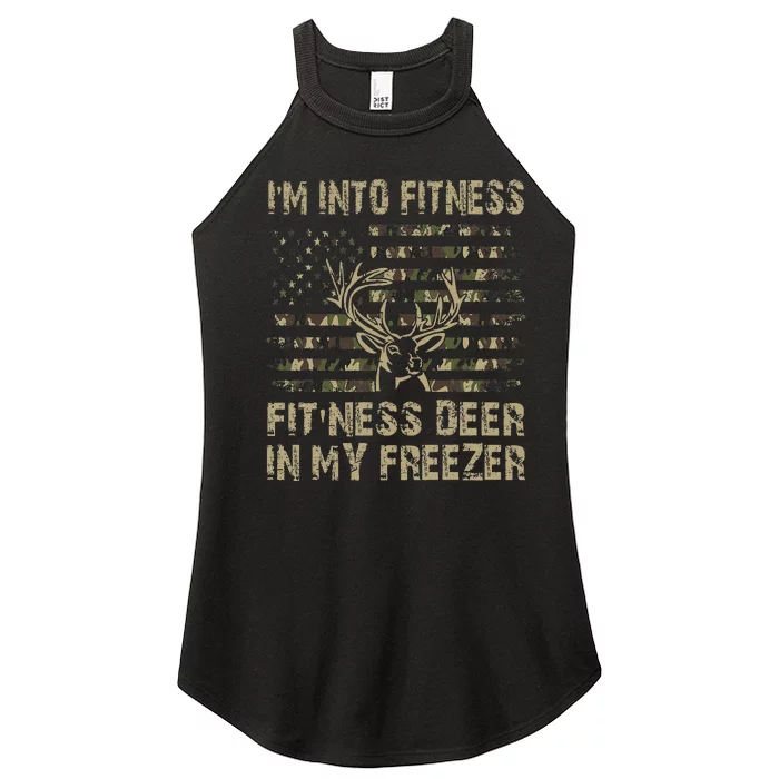 IM Into Fitness FitNess Deer In My Freezer Deer Hunting Women’s Perfect Tri Rocker Tank