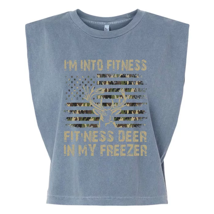 IM Into Fitness FitNess Deer In My Freezer Deer Hunting Garment-Dyed Women's Muscle Tee