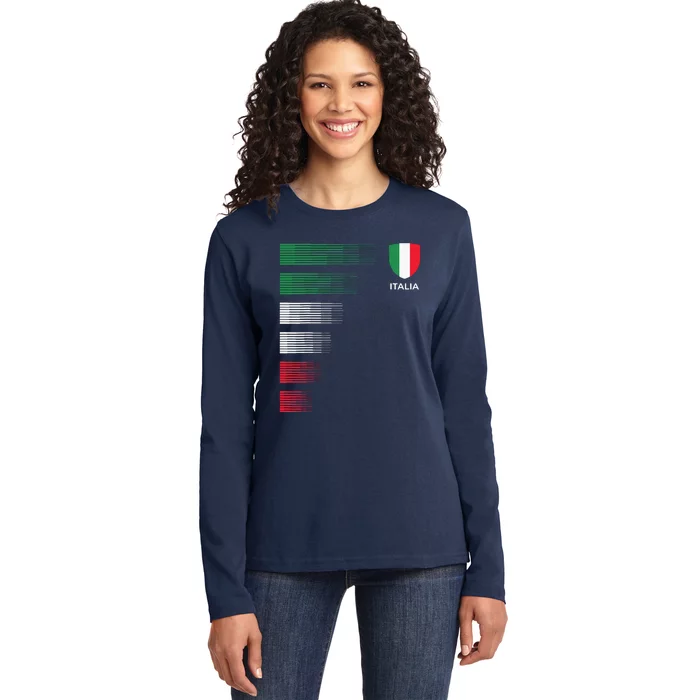 Italia Italy Flag Emblem Italian Pride Ancestry Heritage Ladies Long Sleeve Shirt