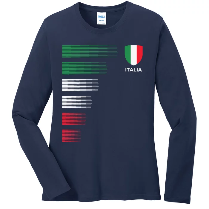 Italia Italy Flag Emblem Italian Pride Ancestry Heritage Ladies Long Sleeve Shirt