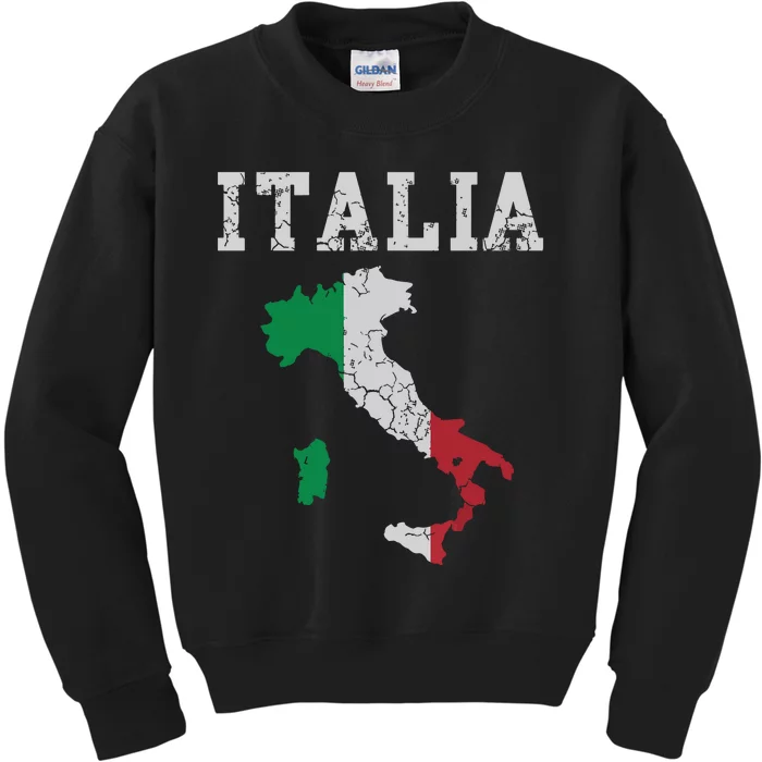 Italia Italy Flag Map Italian Italiano Family Kids Sweatshirt