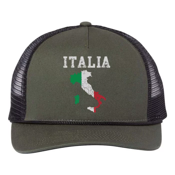 Italia Italy Flag Map Italian Italiano Family Retro Rope Trucker Hat Cap