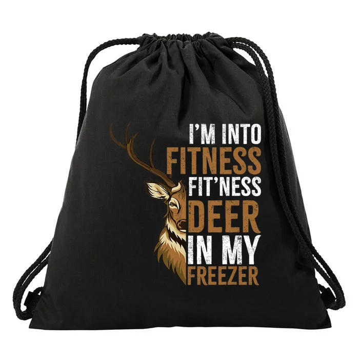 IM Into Fitness FitNess Deer In My Freezer Hunting Deer Drawstring Bag