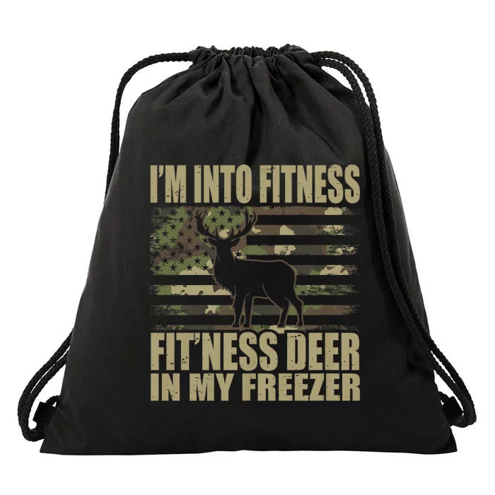 IM Into Fitness FitNess Deer In My Freezer Hunting Deer Drawstring Bag