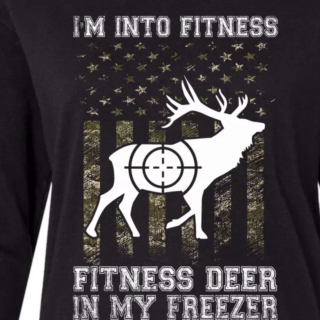 IM Into Fitness FitNess Deer In My Freezer Funny Hunter Womens Cotton Relaxed Long Sleeve T-Shirt