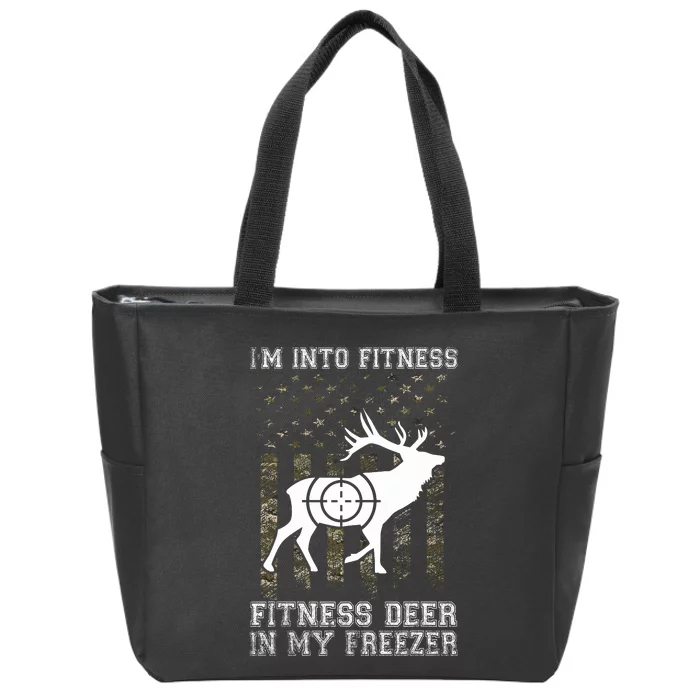 IM Into Fitness FitNess Deer In My Freezer Funny Hunter Zip Tote Bag