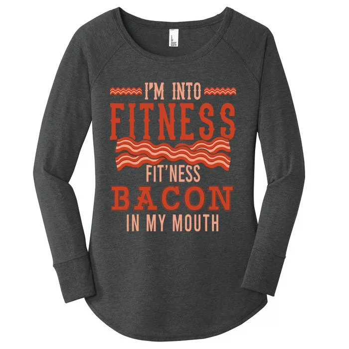 Im Into Fitness Bacon In My Mouth Design Women's Perfect Tri Tunic Long Sleeve Shirt