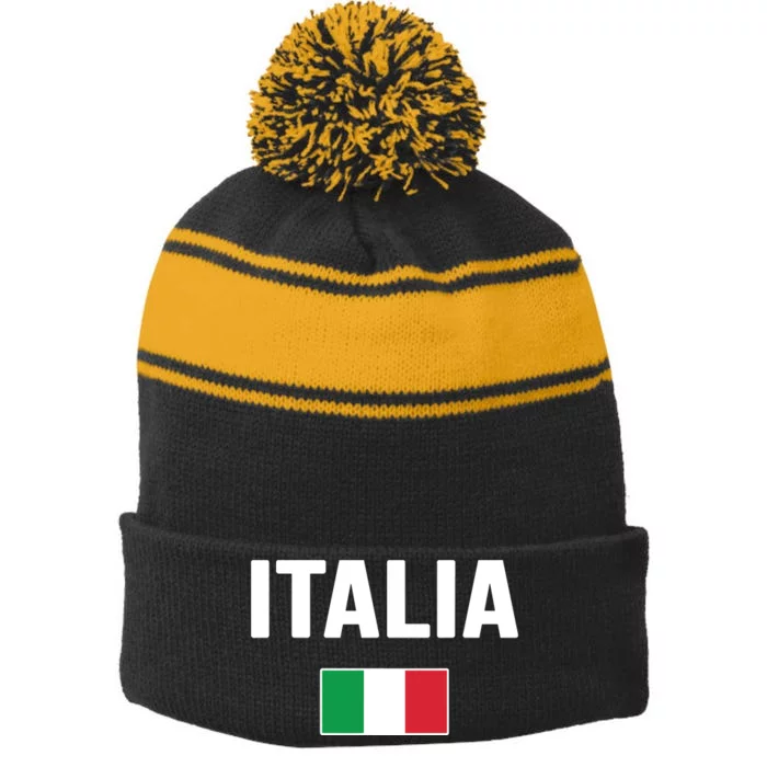 Italy Italian Flag Italia Souvenir Stripe Pom Pom Beanie