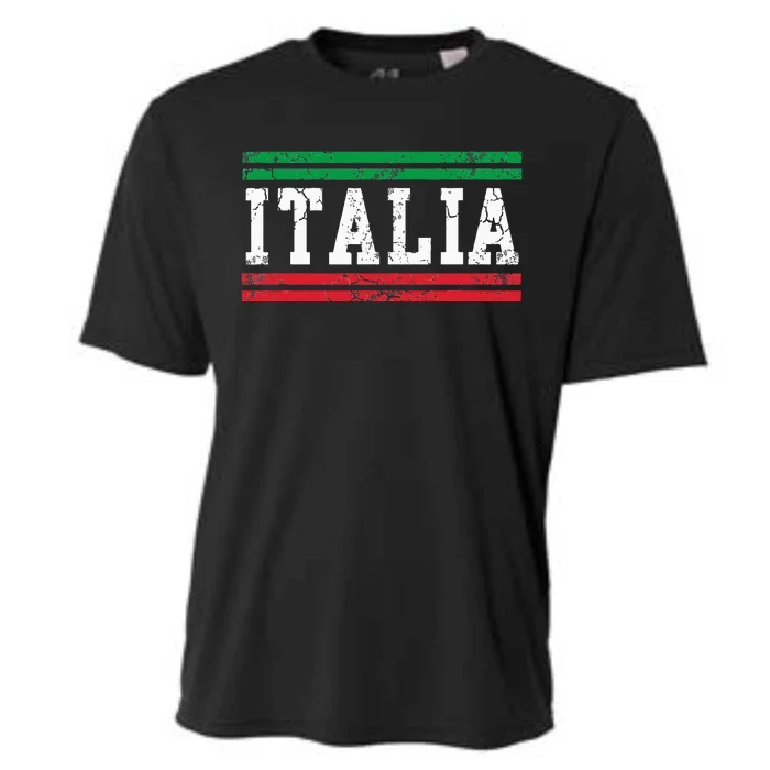 Italia Italian Flag Italy Vintage Distressed Cooling Performance Crew T-Shirt