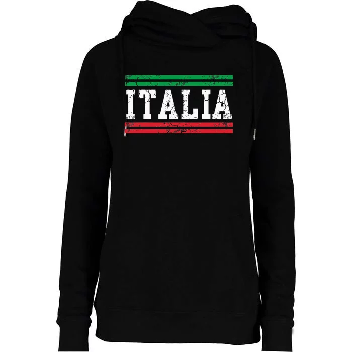 Italia Italian Flag Italy Vintage Distressed Womens Funnel Neck Pullover Hood