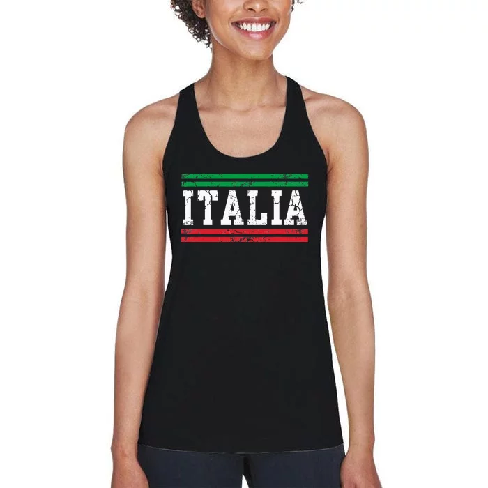 Italia Italian Flag Italy Vintage Distressed Women's Racerback Tank