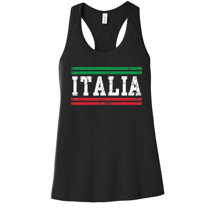 Italia Italian Flag Italy Vintage Distressed Women's Racerback Tank