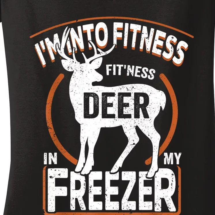 IM Into Fitness Deer Freezer Funny Dad Hunter Deer Hunting Women's V-Neck T-Shirt