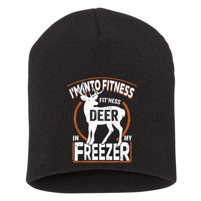 IM Into Fitness Deer Freezer Funny Dad Hunter Deer Hunting Short Acrylic Beanie